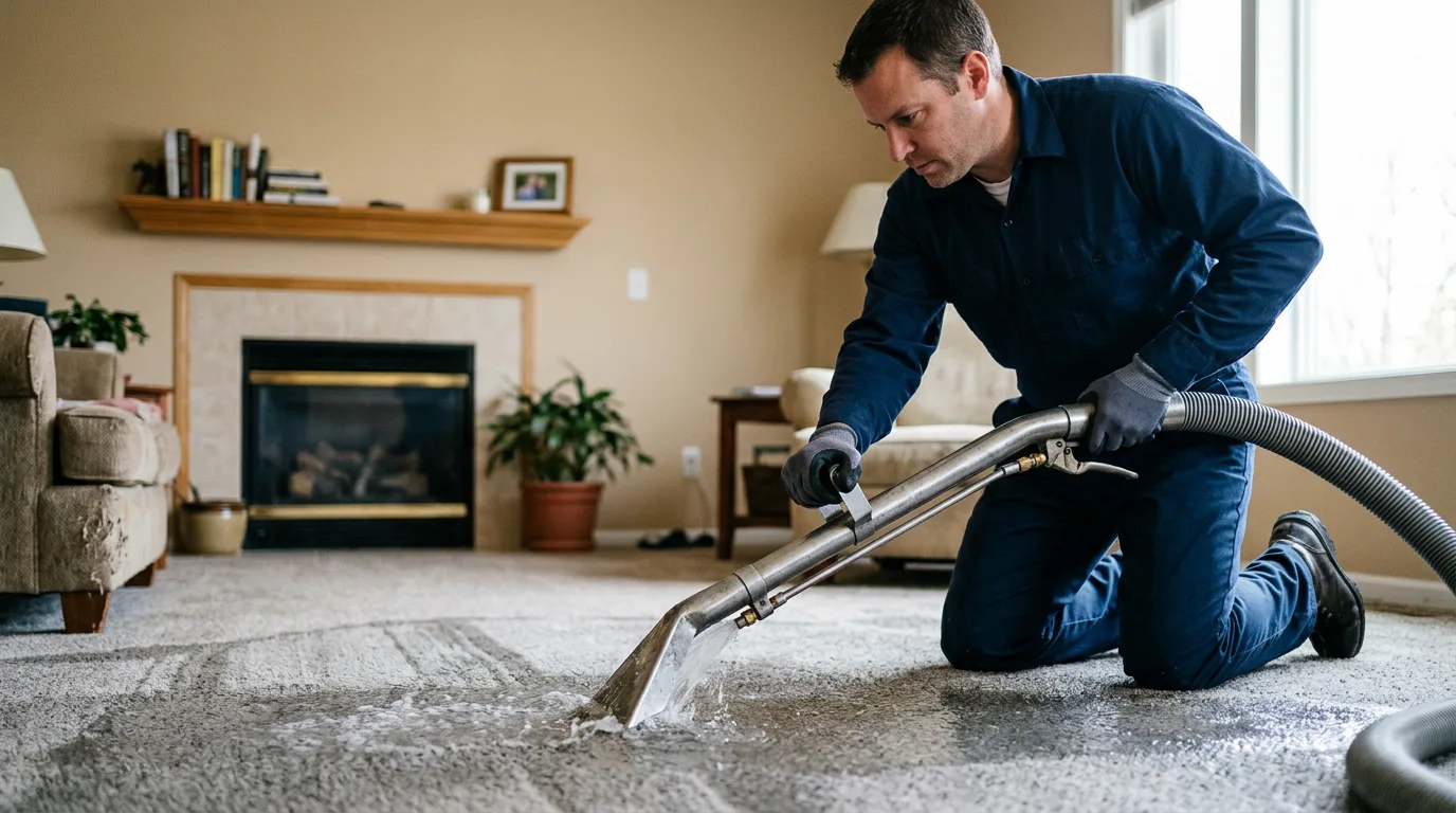 Water damage restoration technician working near Bogota, TN